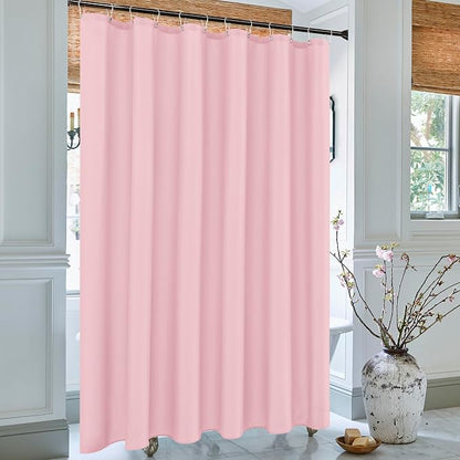 Fabric Shower Curtain Liner 72x72 Inch-Pink Standard Size Shower Liners | Hotel Quality Water Resistant Shower Liners for Bathroom-Machine Washable Cloth Polyester Bath Curtain-Rental Apartment Home
