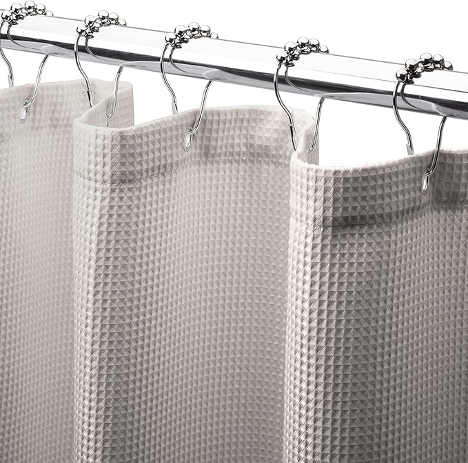 AmazerBath Waffle Shower Curtain 78 Inches Long, Khaki Shower Curtain Fabric Heavy Duty 240GSM, Hotel Quality Bathroom Shower Curtains Tan, 72 x 78 Inches