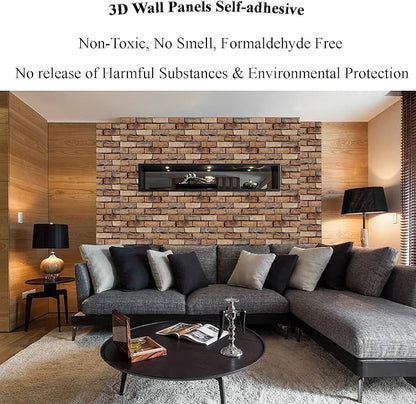 3D Wall Panels Peel and Stick 10 Pcs Brick Textured PVC Panels | 11.81*11.81 Inch, Waterproof, Self-Adhesive Wall Tiles, for Accent Walls, Kitchen, Bathroom, Bedroom & Office Decor