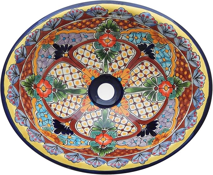 Mexican Talavera Handmade Hand Painted Bathroom Sink # 224