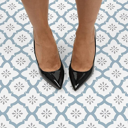 FloorPops FP2943 Alfama Peel & Stick Floor Tiles, Multicolor, Blue (Pack of 2)