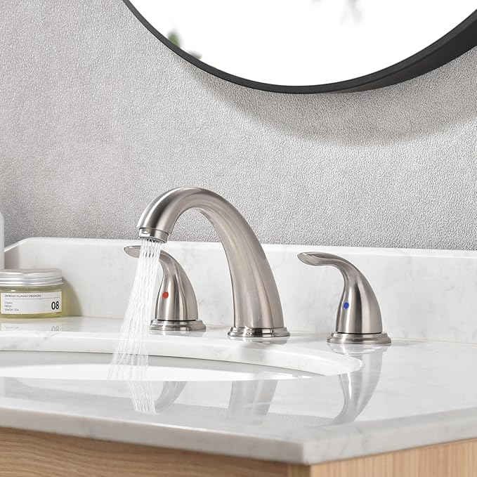 sumerain 8 Inch Widespread Sink Bathroom Faucet Brushed Nickel Two Handle Vanity Faucet