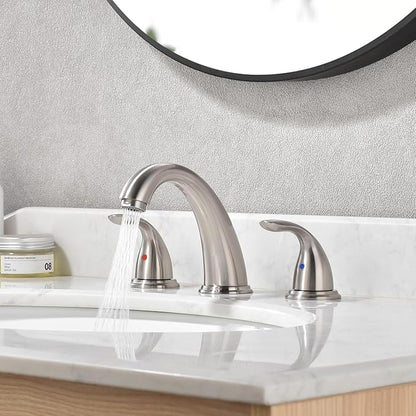 sumerain 8 Inch Widespread Sink Bathroom Faucet Brushed Nickel Two Handle Vanity Faucet