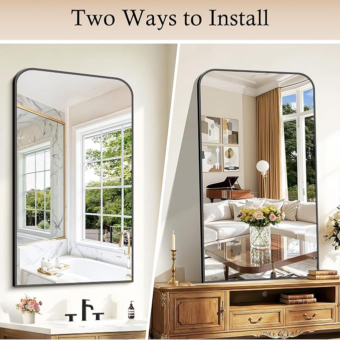 COFENY Bathroom Mirror, 30x50 inch Black Rectangle Wall Mounted Mirror with Thin Frame, Bathroom Vanity Mirrors for Over Sink, Entryway, Living Room, Bedroom