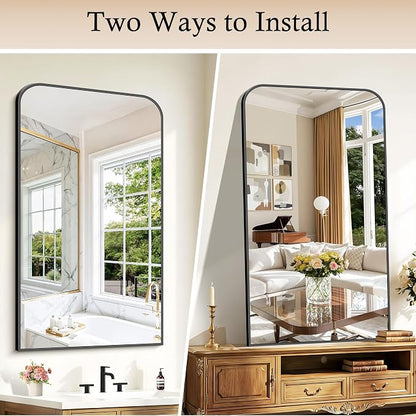 COFENY Bathroom Mirror, 30x50 inch Black Rectangle Wall Mounted Mirror with Thin Frame, Bathroom Vanity Mirrors for Over Sink, Entryway, Living Room, Bedroom
