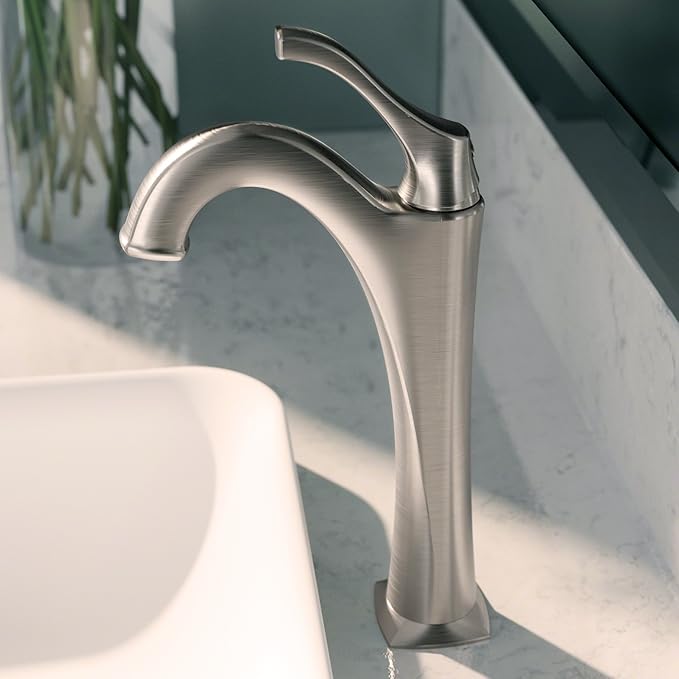KRAUS KVF-1200SFS Arlo Single Handle Vessel Bathroom Faucet with Pop Up Drain, Spot-Free All-Brite Brushed Nickel (2 Pack)
