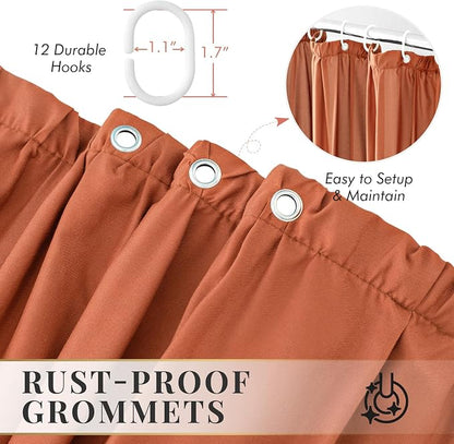 LIPA Boho Rustic Orange Ruffle Shower Curtain 72x78 Inches | Farmhouse Shower Curtains for Bathroom,Water‑Resistant Fabric Shower Curtain,Bohemian Bathroom Decor