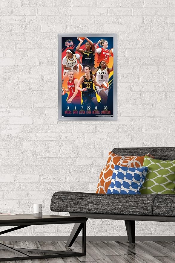 Trends International WNBA Indiana Fever -Team 24 Wall Poster, 22.4L x 14.7W, Silver Framed Version