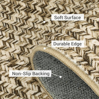 Printed Washable 3x5 Rug Modern Non Slip Entryway Rug Small Living Room Rug Braided Soft Throw Rugs Low Pile Stain Resistant Carpet for Office Bedroom Nursery Dining Room 3'x5' Beige/Grey