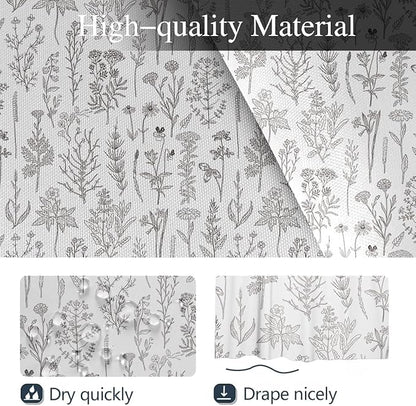 Coxila Vintage Floral Shower Curtain Extra Wide Large Long Clawfoot Tub Wrap Around Flower Retro Farmhouse Rustic Botanical Spring Country Cottage Bathroom 108 x 72 Inch Polyester Fabric 18 Pack Hooks