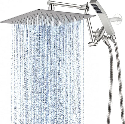 G-Promise All Metal 12 Inches Rainfall Shower Head with Handheld Combo | All Metal, Built to Last, Easy Install, Adjustable Height & Angle for All Heights, Extra Long Hose, Modern Upgrade