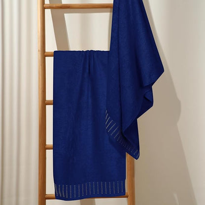 Cotton 2 Pack Oversized Bath Towel Set 28x55 inches, Large Bath Towels, Ultra Absorbant Compact Quickdry & Lightweight Towel, Ideal for Gym Travel Camp Pool - Navy Blue