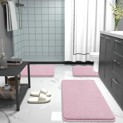 OLANLY Memory Foam Bathroom Runner Rugs 47x17, Long Bath Mats, Dusty Rose | Soft Quick Dry Bath Rugs, Non-Slip, Absorbent Machine Washable Mat for Bathroom Floor, Tub and Shower, Home Decor Accessories