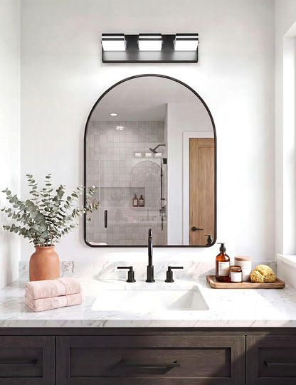 VOLISUN 3 Light Bathroom Vanity Light, 16.15 inch Dimmable Bathroom Light Fixtures Over Mirror, 5 Color Temperatures, 180°Rotatable Head, Black LED Vanity Lights for Bathrooms-ETL Certificated