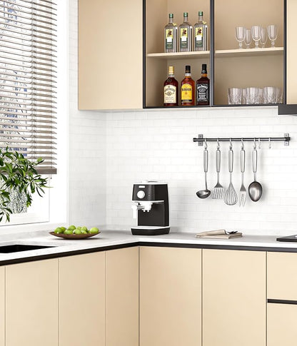 Peel and Stick Backsplash for Kitchen: Self Adhesive Wall Tiles for Bathroom - Vinyl Thick Back Splash Tile (10, Vinyl White)