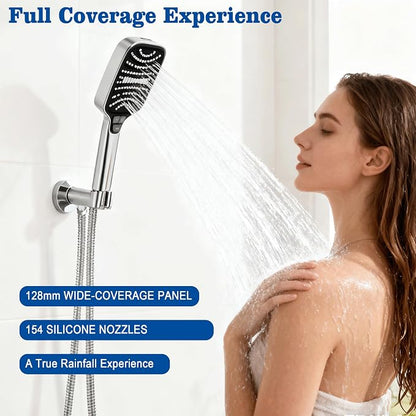 High Pressure Shower Head with Handheld Spray, 8-Mode Powerful Handheld Shower Head with High-Pressure Jet Setting for Bathroom Cleaning, Silicone Nozzles, gray