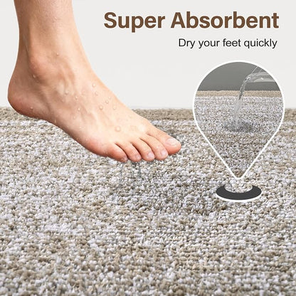 48x32 Large Bathroom Rugs Washable Non Slip, Bath Mat for Bathroom Floor Tub, Soft Absorbent Quick Dry Mats for Shower, Bathtub,Home Decor（Greige）