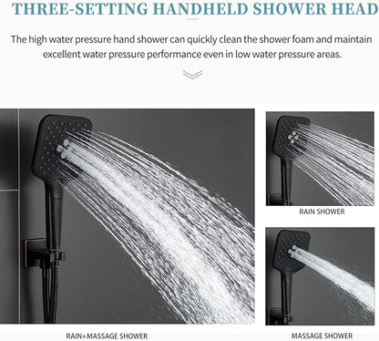 Gabrylly Rain Shower Head with handheld Shower System, Shower Faucet Set with High Pressure 10" Rain Shower head Set, 2 Way Shower Valve Kit, Oil Rubbed Bronze