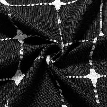 MitoVilla Black Boho Extra Long Shower Curtain 72 x 84, Modern Farmhouse 84 inch XL Polyester Linen Texture Tassel Fabric Shower Curtain Set with Hooks for Cottagecore Country Bathroom Decor