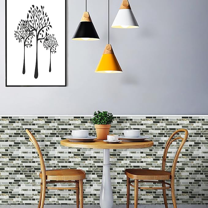 STICKGOO Thicker Design Peel and Stick Tile Backsplash, 12”×12”Stick on Backsplash for Kitchen, Self Adhesive Tile for Kitchen Backsplash and Bathroom(10 Sheets, Mixed Green)