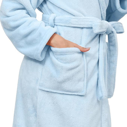 Fluffy Soft Robes for Women, Warm Fleece Womens Robe, Cozy Bathrobe | Plush Bathrobe for Women, Long Fuzzy Lightweight Bath Robe with Pockets for Shower Spa Hotel House Pool
