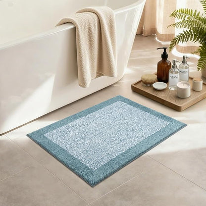 Bathroom Rugs 24x17 Non Slip Washable, Dusty Blue Bath Mat for Bathroom Floor Tub, Soft Absorbent Quick Dry Mats for Shower, Bathtub,Home Decor