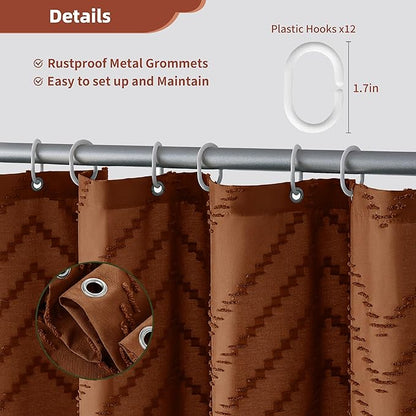 Siiluminisoy 78 Inch Long Shower Curtain Terracotta Fabric 72x78 Shower Curtain Cloth Textured Tufted Chevron Vintage Shower Curtains for Bathroom