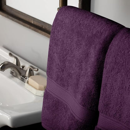 SUPERIOR Egyptian Cotton Ultra Plush & Absorbent, 10 Piece Set, Plum | Quick Dry, Soft Luxury Towel Set, Bath Essentials, Guest Bath, Spa, 2 Bath, 4 Hand, 4 Face Towels, Madeline Towels