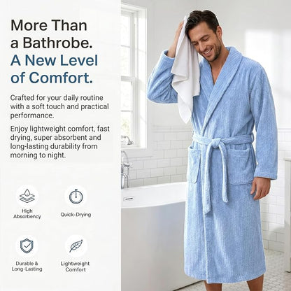 PJGGZ Men's Shawl Collar Bathrobe, Soft Long Towel Robe for Men - Super Absorbent Quick Dry yet Warm