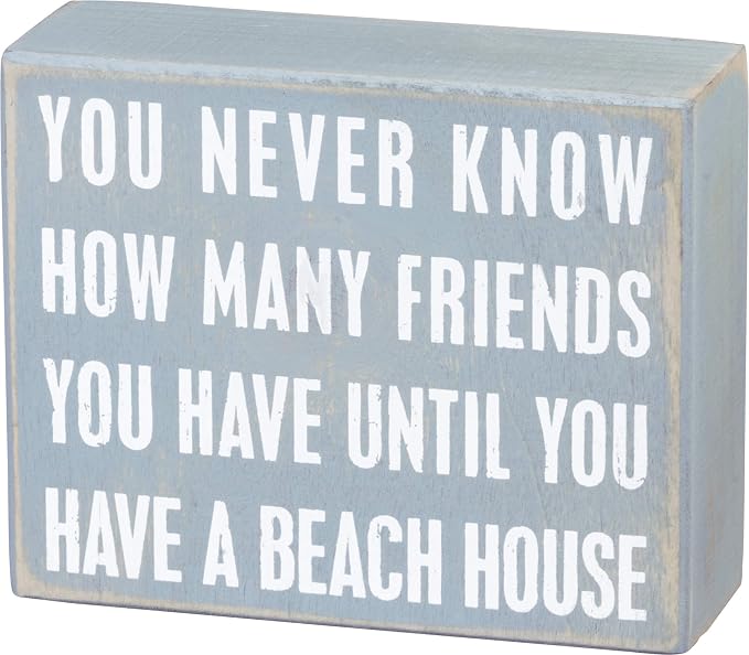 Primitives by Kathy 16355 Beach-Inspired Box Sign, 5" x 4" x 1.75", Beach House Friends