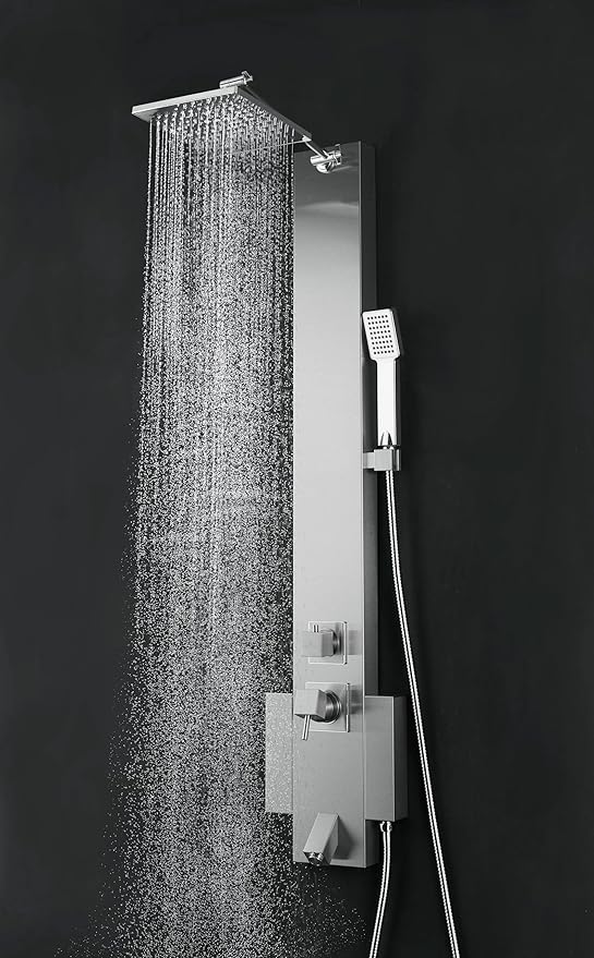Blue Ocean 48" Stainless Steel SPS822A Shower Panel Tower with Rainfall Shower Head and Spout