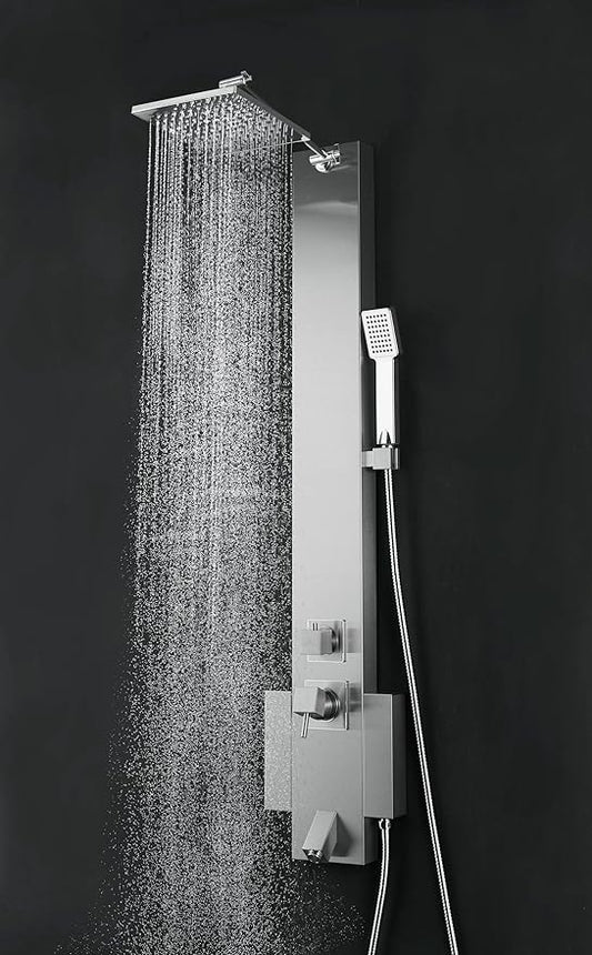 Blue Ocean 48" Stainless Steel SPS822A Shower Panel Tower with Rainfall Shower Head and Spout