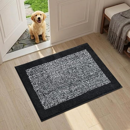 Bathroom Rugs 24x17 Non Slip Washable, Black Bath Mat for Bathroom Floor Tub, Soft Absorbent Quick Dry Mats for Shower, Bathtub,Home Decor