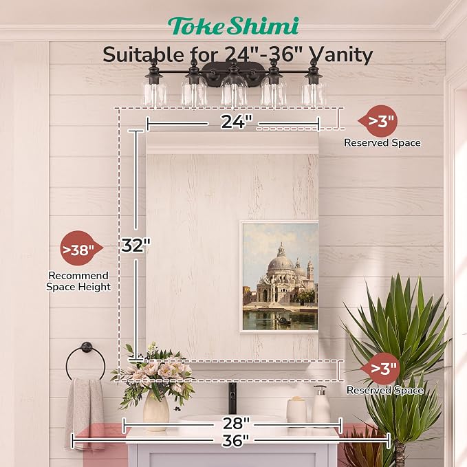 24x32 Mirrored Medicine Cabinet Recessed or Wall Mount, Aluminum Tempered Silver Bathroom Medicine Cabinet with Mirror with Stepless Adjustable Storage Metal for Modern Farmhouse