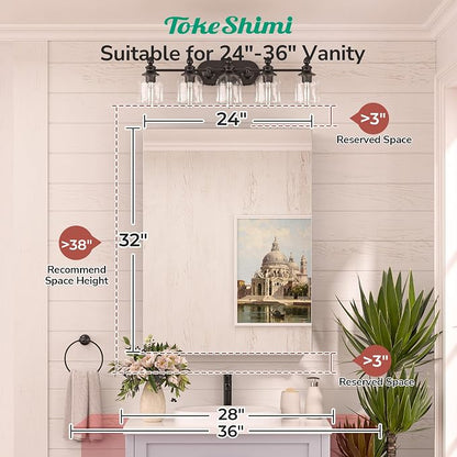24x32 Mirrored Medicine Cabinet Recessed or Wall Mount, Aluminum Tempered Silver Bathroom Medicine Cabinet with Mirror with Stepless Adjustable Storage Metal for Modern Farmhouse