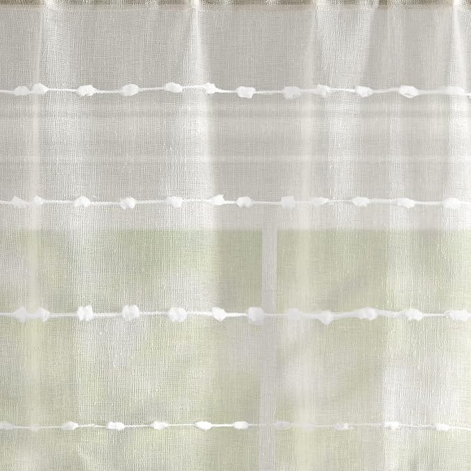 Lush Decor Farmhouse Textured Sheer Window Curtain Valance, 52"W x18"L, Beige