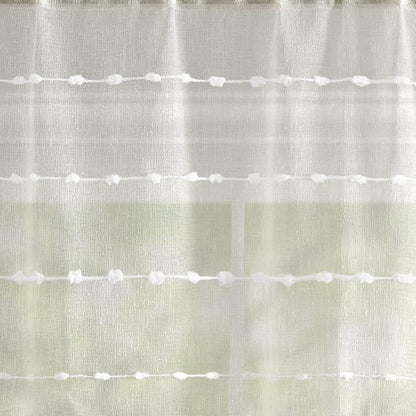 Lush Decor Farmhouse Textured Sheer Window Curtain Valance, 52"W x18"L, Beige