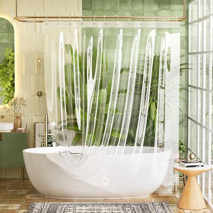 Bathway Shower Curtain Liner Plastic, Heavy Duty Clear Shower Curtain Liner Long 72x78 PEVA Waterproof Shower Curtain Liner for Bathroom with 3 Big Stones and 12 Rustproof Metal Grommets