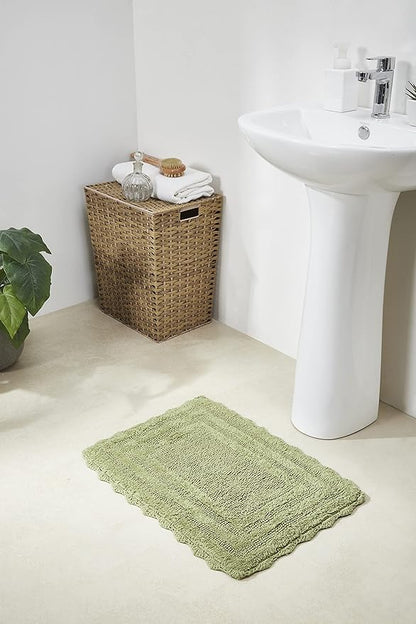 Better Trends Lilly Crochet Collection 100% Cotton 2 Piece Set (17" x 24" | 21" x 34") Bath Rug Set in Sage