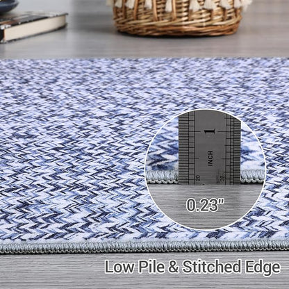 Printed Washable Runner Rug 2x10 Non Slip Bathroom Rugs Modern Soft Bedroom Rug Farmhouse Kitchen Runner Stain Resistant Carpet for Hallway Entryway Rugs 2'x10' Light Blue