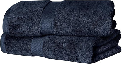 SUPERIOR Egyptian Cotton Plush & Absorbent, Bath Towel Set of 2, Navy Blue | Quick Dry, Soft Luxury Towel Set, Bath Essentials for Bathroom, Guest Bath, Spa, 2 Piece Bath, Madeline Towels