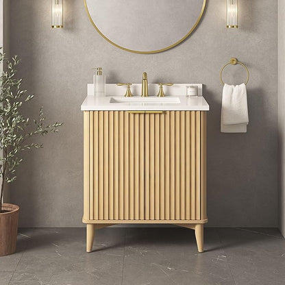 OVE Decors Indy 30 in. Undermount Single Sink Bathroom Vanity with White Engineered Marble Top, Rustic Ash