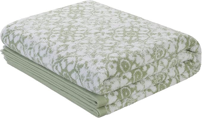 Jessica Simpson – Bath Towel 4 Piece Set, Aziza, Premium Bathroom Décor, Includes 2 Hand Towels and 2 Shower Towels, 100% Cotton & Machine Washable, Frosty Green