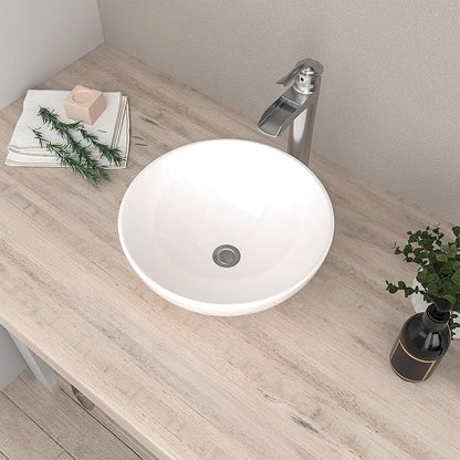 Mocoloo Vessel Sink 16'' x 16'' Bathroom Sink Countertop Small Ceramic Bathroom Sinks White Porcelain Vanity Bowl Above Counter Art Basin