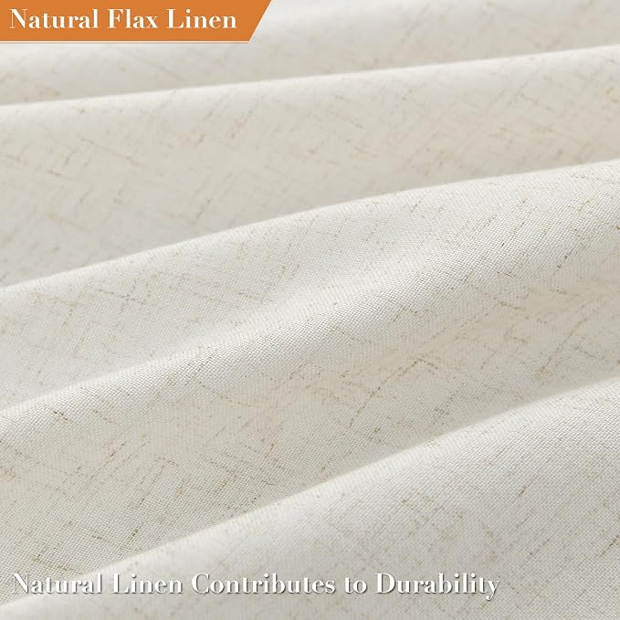 Cream Boho Linen Shower Curtain 78 Inch Modern Vintage Country Bathroom Decor Shower Curtain Set with Hooks 78 Inch Length Tassel Design Water Repellent Neutral Bath Curtain 72x78, Natural