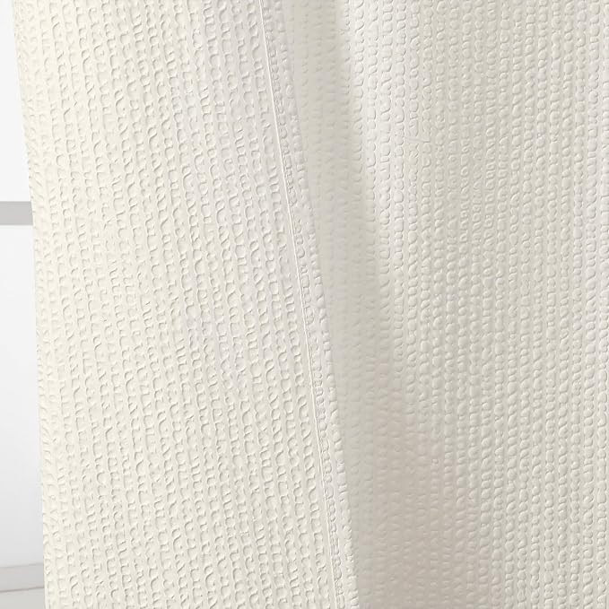 Berry Extra Long Cream Shower Curtain 96 Inch Long, 3D Embossed Texture Fabric Bathroom Shower Curtain, Large Hotel Bath Curtain with 12 Holes, Washable Cloth Shower Curtains, 72x96, Cream