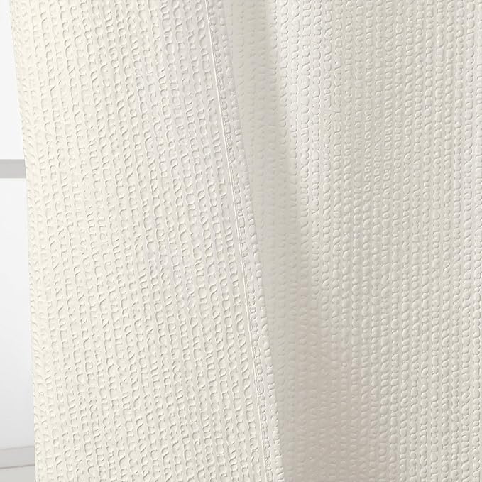 OVZME Berry Cream Shower Curtain, Embossed Textured Fabric Shower Curtain for Bathroom - Soft Cloth & Hotel Spa Luxury, Water Repellent, Machine Washable Shower Curtain, 72X72, Cream