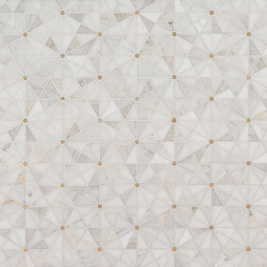MSI Elegante Pinwheel Gold Natural Stone Mosaic Tile Sample, Mesh-Mounted, for Kitchen Backsplash, Bathroom, Floor, Shower, and Accent Wall