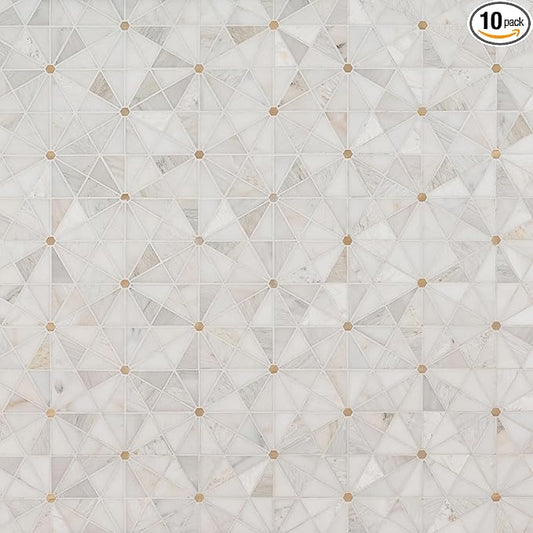 MSI Elegante Pinwheel Gold 10 in. x 12 in. Natural Stone Mosaic Tile, Mesh-Mounted, for Kitchen Backsplash, Bathroom, Floor, Shower, and Accent Wall