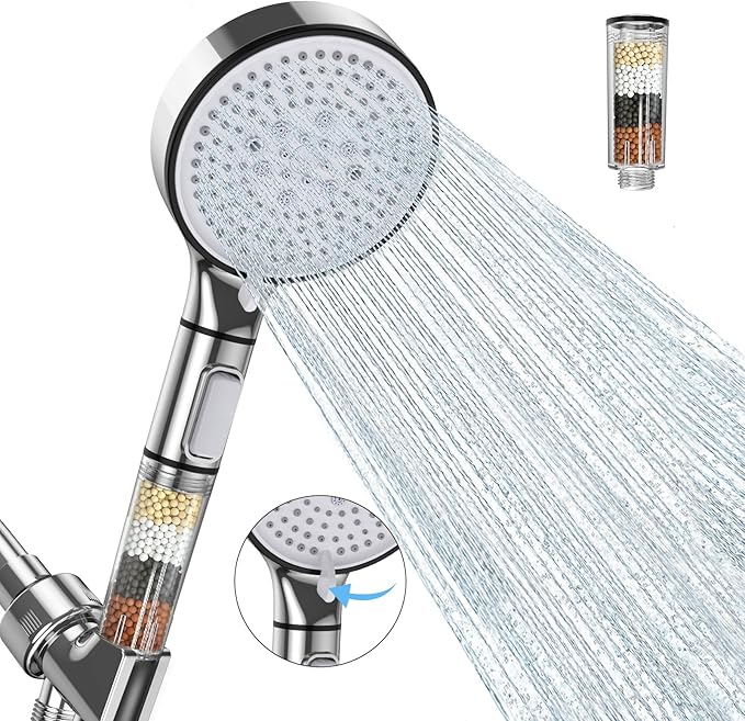 Filtered Shower Head with Handheld, 6-Spray High Pressure Shower Head to to Reduce Dry Itchy Skin, Handheld Shower Head Set Includes 60" Hose & Adjustable Bracket